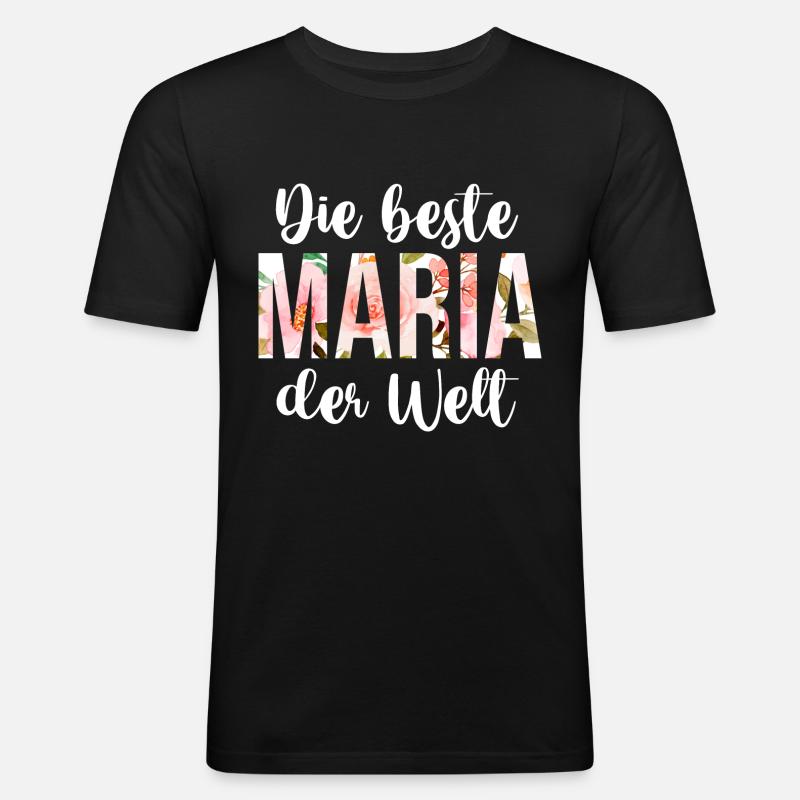 Maria - Männer Slim Fit T-Shirt - Schwarz