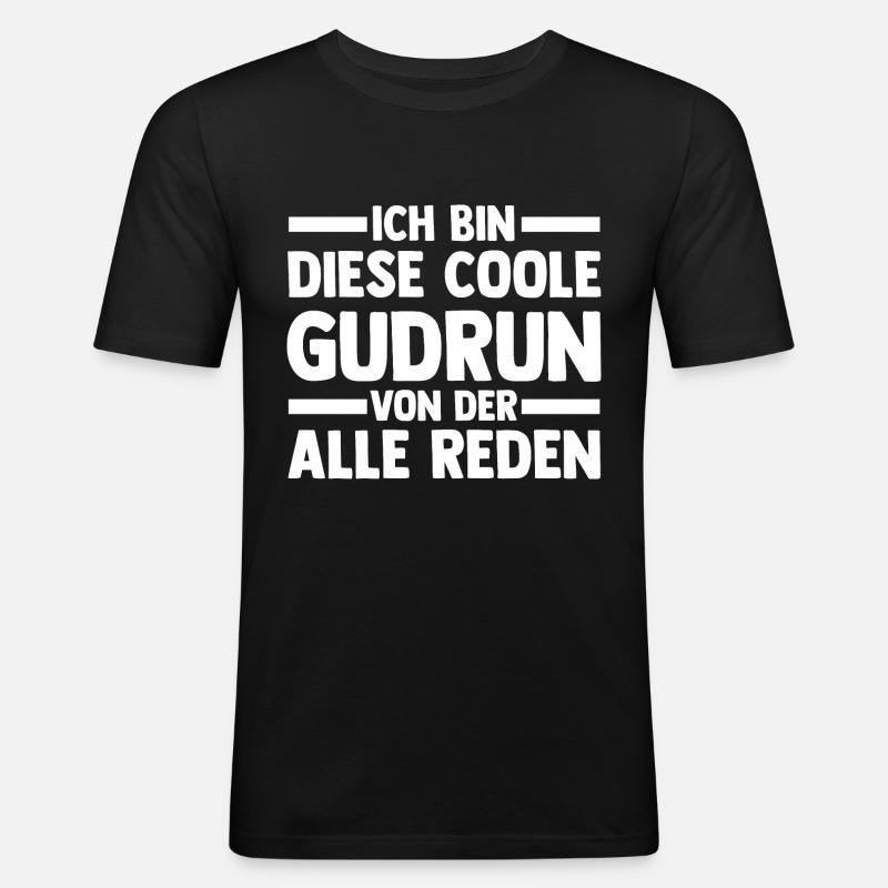 Gudrun - Männer Slim Fit T-Shirt - Schwarz