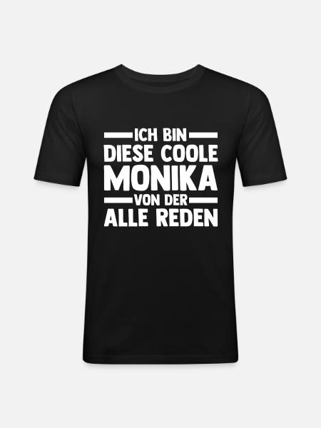 Monika - Männer Slim Fit T-Shirt - Schwarz