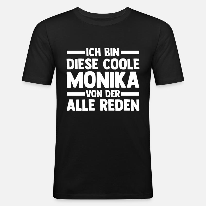 Monika - Männer Slim Fit T-Shirt - Schwarz