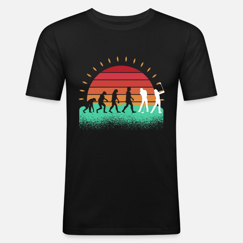 Golfspieler Evolution Golfer Golf - Männer Slim Fit T-Shirt - Schwarz