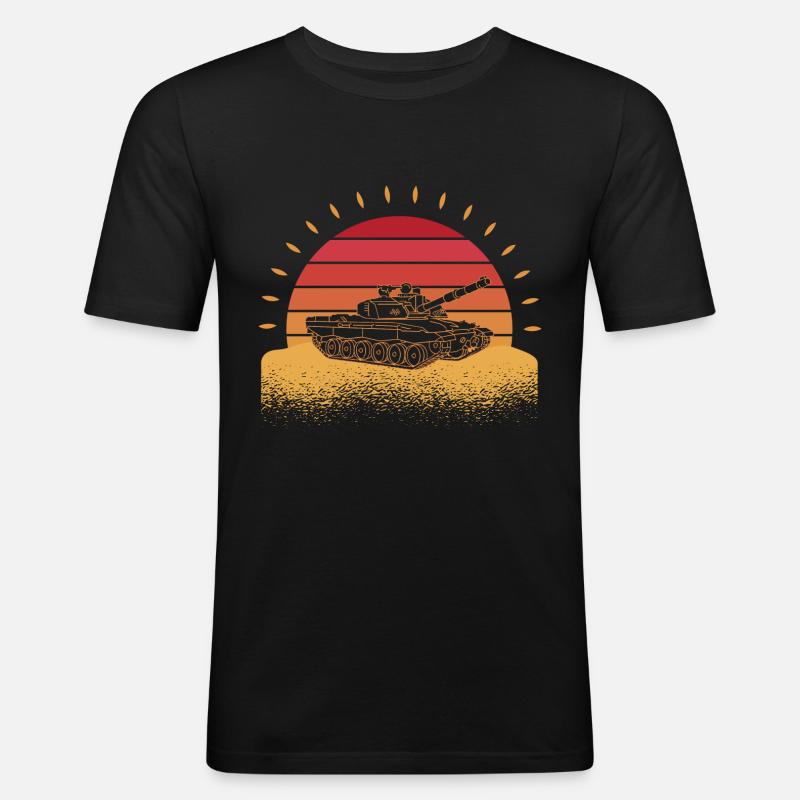 Panzerfahrer Soldat Evolution Panzer - Männer Slim Fit T-Shirt - Schwarz