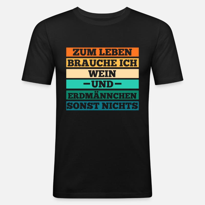 Wein Erdmännchen - Männer Slim Fit T-Shirt - Schwarz