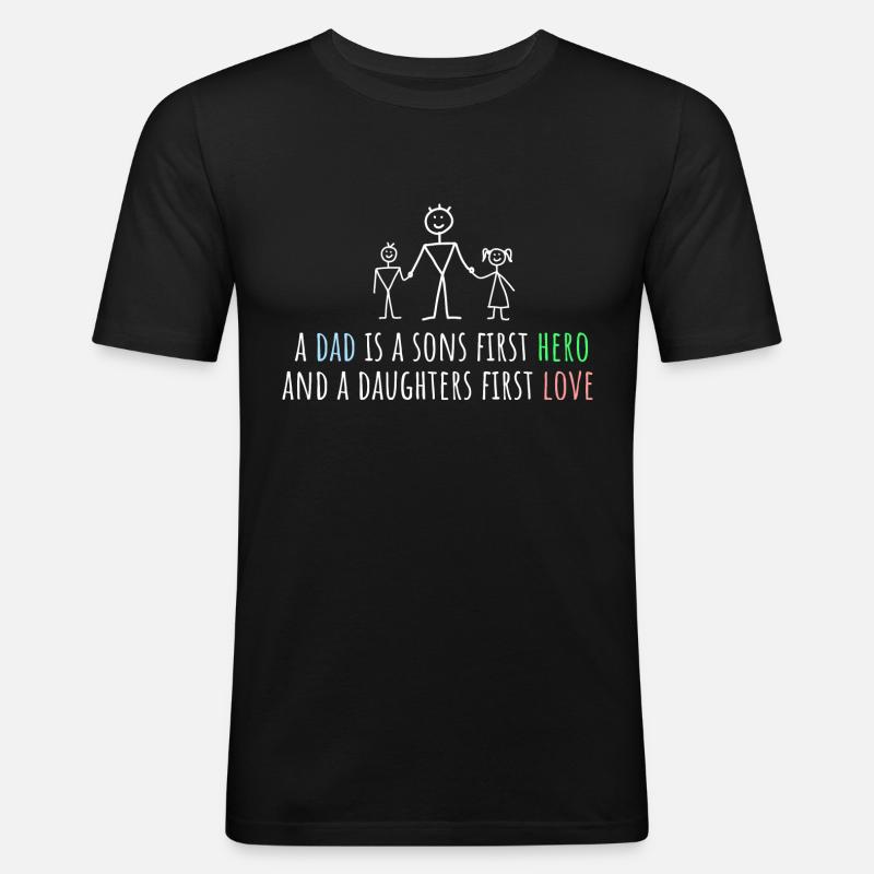 a dad is - Männer Slim Fit T-Shirt - Schwarz