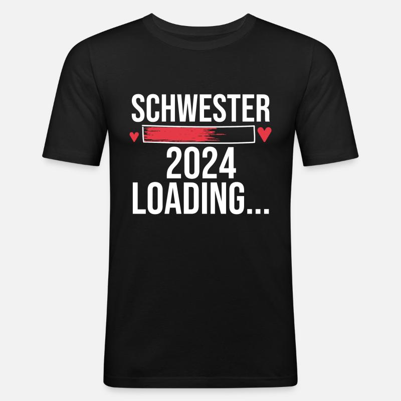 Werdende Schwester 2024 - Männer Slim Fit T-Shirt - Schwarz