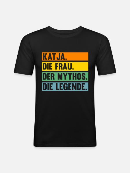 Katja - Männer Slim Fit T-Shirt - Schwarz