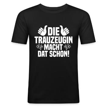 Hochzeit Junggesellenabschied Trauzeugin - Männer Slim Fit T-Shirt - Schwarz - Vorne - Nik (191cm)