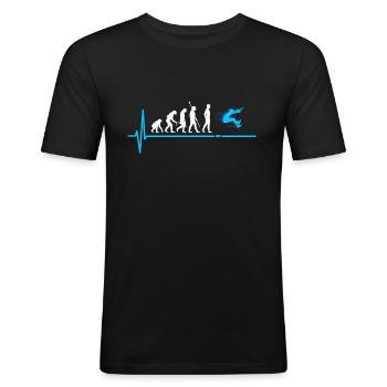 Weitsprung Evolution Leichtathletik - Männer Slim Fit T-Shirt - Schwarz - Vorne - Nik (191cm)