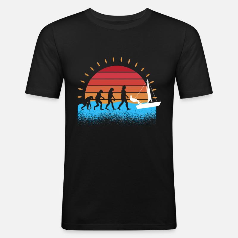 Evolution Segelboot Segler Segeln - Männer Slim Fit T-Shirt - Schwarz
