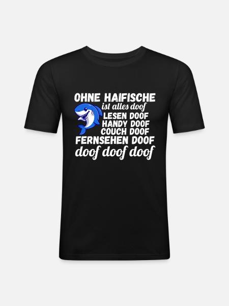 Fische Haifisch - Männer Slim Fit T-Shirt - Schwarz