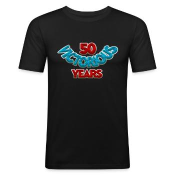 50 années victorieuses - T-shirt près du corps Homme - noir - Devant - Nik (191cm)