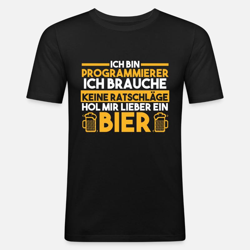 Programmieren Entwickler Coder Bier Programmierer - Männer Slim Fit T-Shirt - Schwarz
