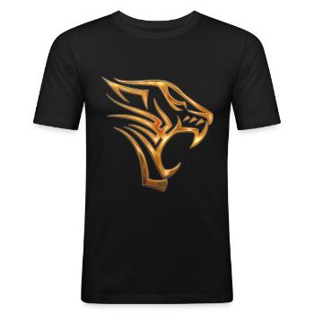 Tribal Tiger - T-shirt près du corps Homme - noir - Devant - Nik (191cm)