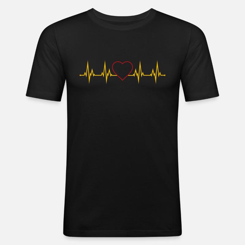 Herzschlag Spanien - Männer Slim Fit T-Shirt - Schwarz