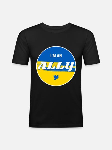 Ukraine ALLY - Männer Slim Fit T-Shirt - Schwarz