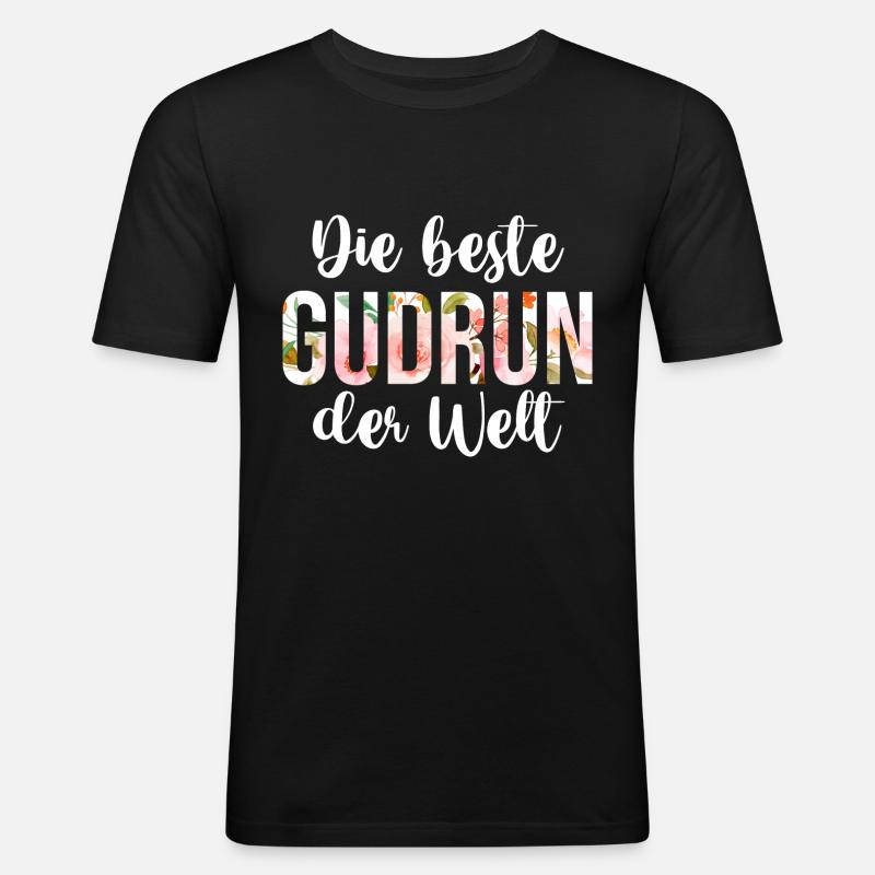 Gudrun - Männer Slim Fit T-Shirt - Schwarz