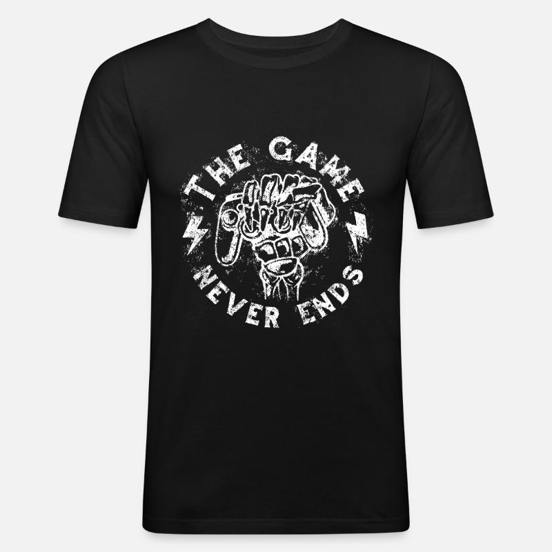 Game never ends - Männer Slim Fit T-Shirt - Schwarz