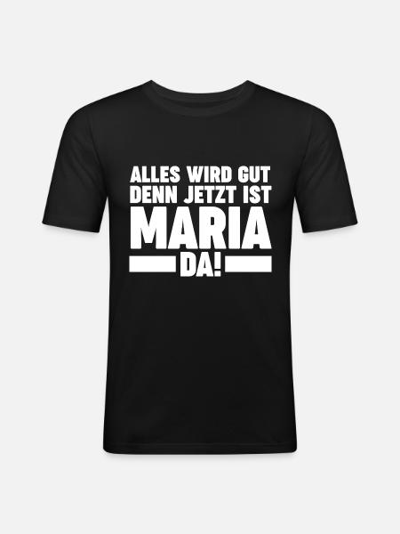 Maria - Männer Slim Fit T-Shirt - Schwarz