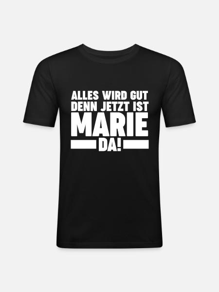 Marie - Männer Slim Fit T-Shirt - Schwarz