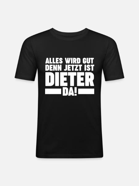Dieter - Männer Slim Fit T-Shirt - Schwarz