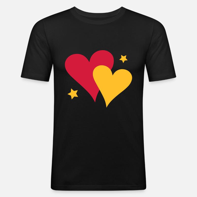 Zwei Herzen - Männer Slim Fit T-Shirt - Schwarz