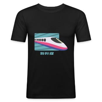Shinkansen - Männer Slim Fit T-Shirt - Schwarz - Vorne - Nik (191cm)