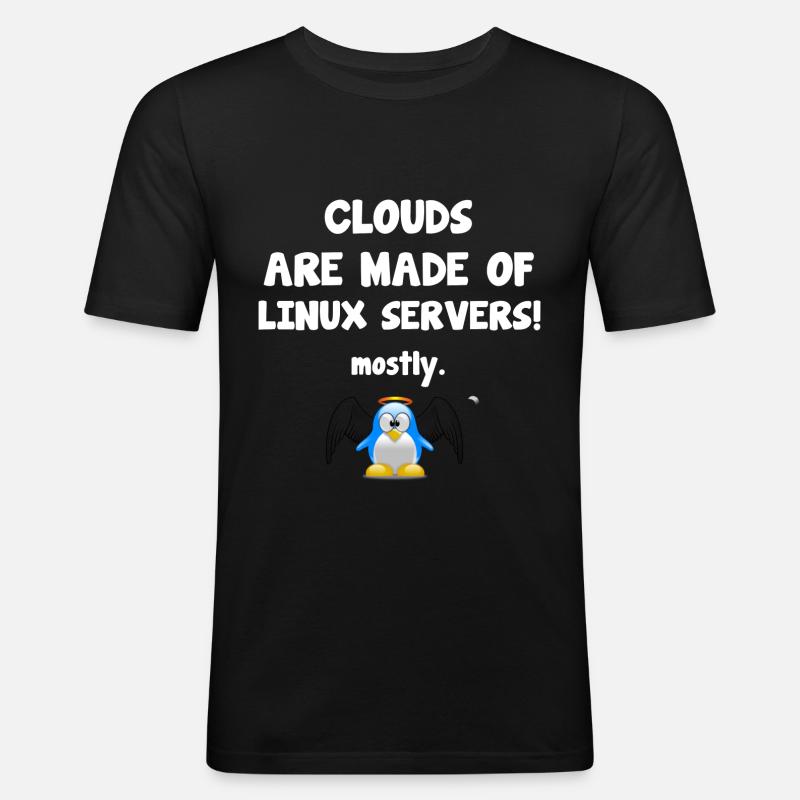 Linux Server drôle avec les manchots - T-shirt près du corps Homme - noir