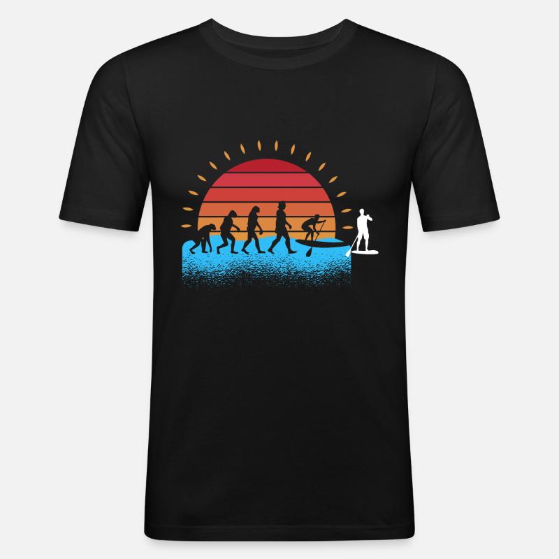 Evolution Stand Up Paddeling - Männer Slim Fit T-Shirt - Schwarz