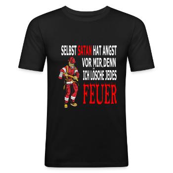 Feuerwehr Spruch Lustig - Männer Slim Fit T-Shirt - Schwarz - Vorne - Nik (191cm)