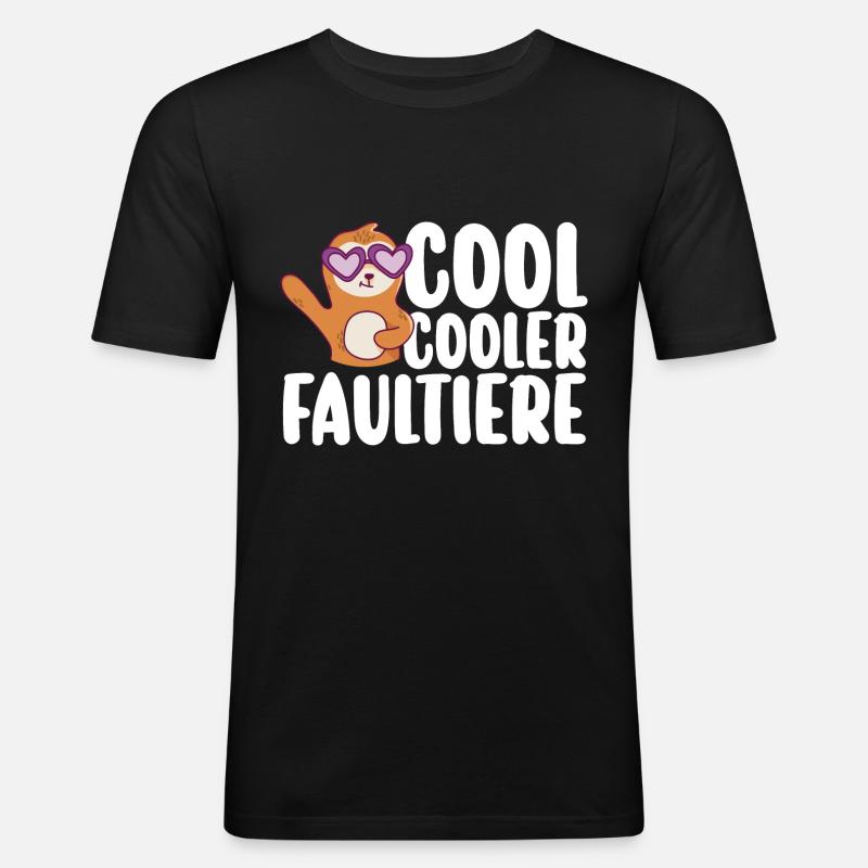 Faultier - Männer Slim Fit T-Shirt - Schwarz