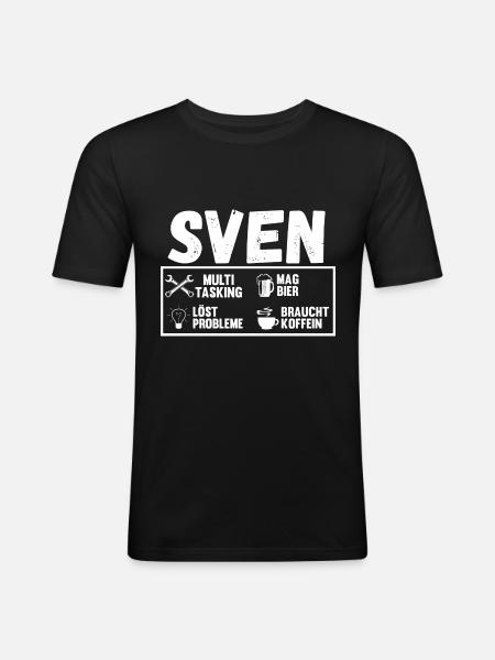 Sven - Männer Slim Fit T-Shirt - Schwarz