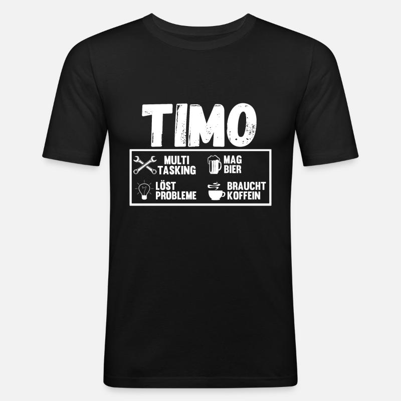 Timo - Männer Slim Fit T-Shirt - Schwarz