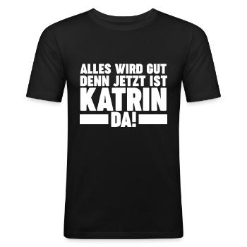 Katrin - Männer Slim Fit T-Shirt - Schwarz - Vorne - Nik (191cm)