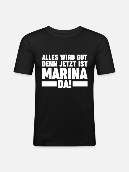 Marina - Männer Slim Fit T-Shirt - Schwarz