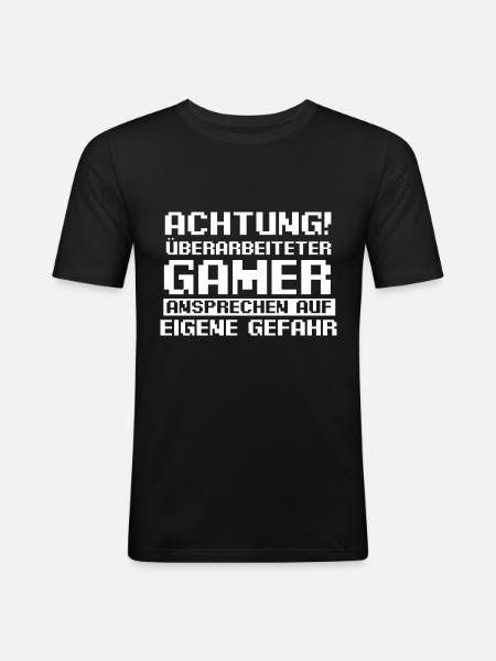 Gaming Zocken Zocker Gamer - Männer Slim Fit T-Shirt - Schwarz