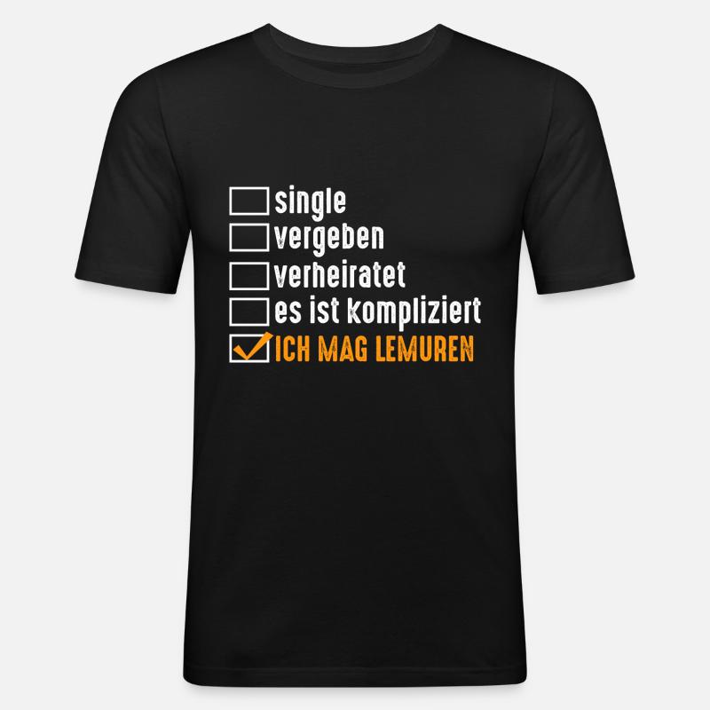 Lemur - Männer Slim Fit T-Shirt - Schwarz