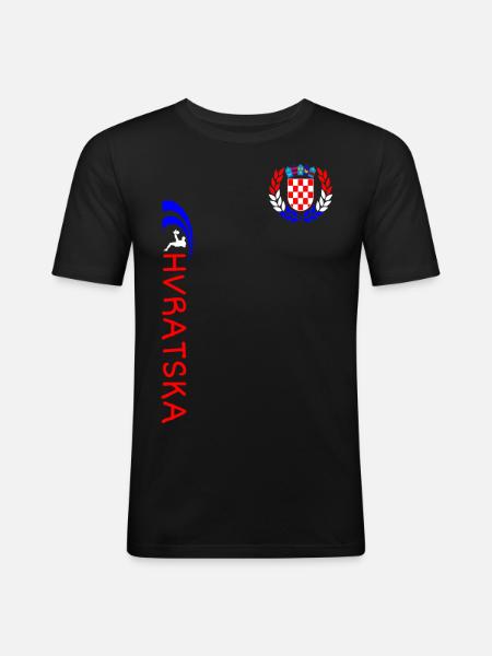 Kroatien Fußball - Männer Slim Fit T-Shirt - Schwarz