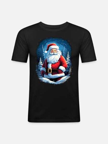 Weihnachtsmann - Männer Slim Fit T-Shirt - Schwarz