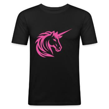 Rosa Einhorn " Pink Unicorn Design" - Männer Slim Fit T-Shirt - Schwarz - Vorne - Nik (191cm)