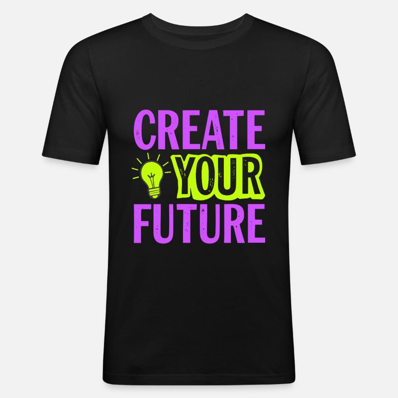 Create Your Future Glühbirne - Männer Slim Fit T-Shirt - Schwarz