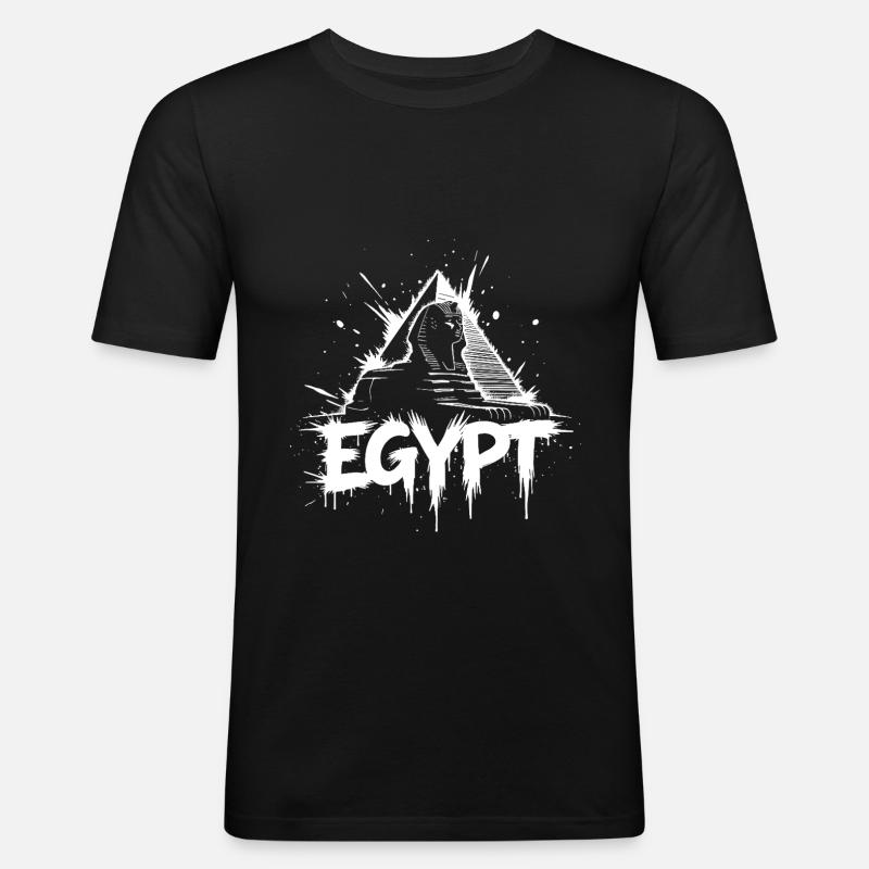 Ägypten Sphinx Pyramide - Männer Slim Fit T-Shirt - Schwarz