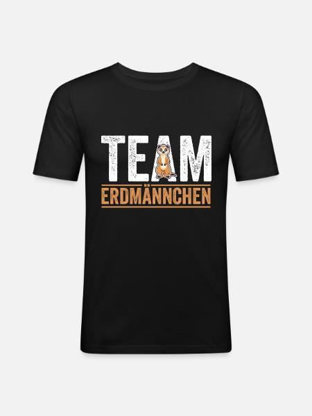 Team Erdmännchen - Männer Slim Fit T-Shirt - Schwarz