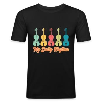 Daily Rhythm Orchestra / Musique pour violon, Violoniste - T-shirt près du corps Homme - noir - Devant - Nik (191cm)