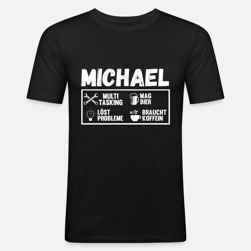 Michael - Männer Slim Fit T-Shirt - Schwarz