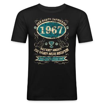 1967 der bester Jahrgang - Männer Slim Fit T-Shirt - Schwarz - Vorne - Nik (191cm)