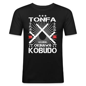 Tonfa Kobudo: Die Kunst von Okinawa - Männer Slim Fit T-Shirt - Schwarz - Vorne - Nik (191cm)