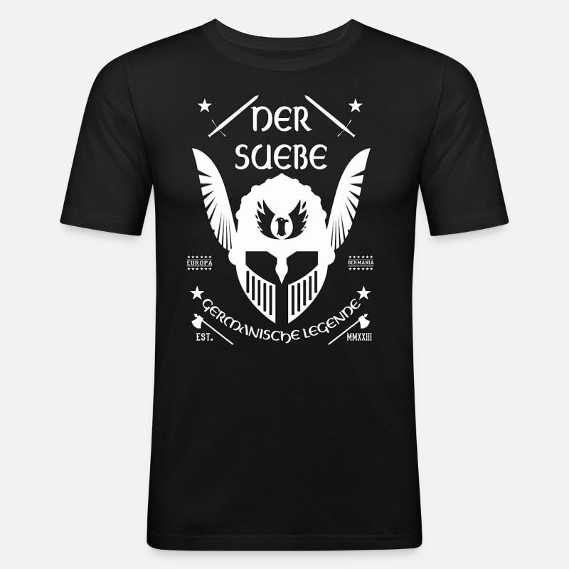 Der Suebe - Germanisches Erbe Design - Männer Slim Fit T-Shirt - Schwarz