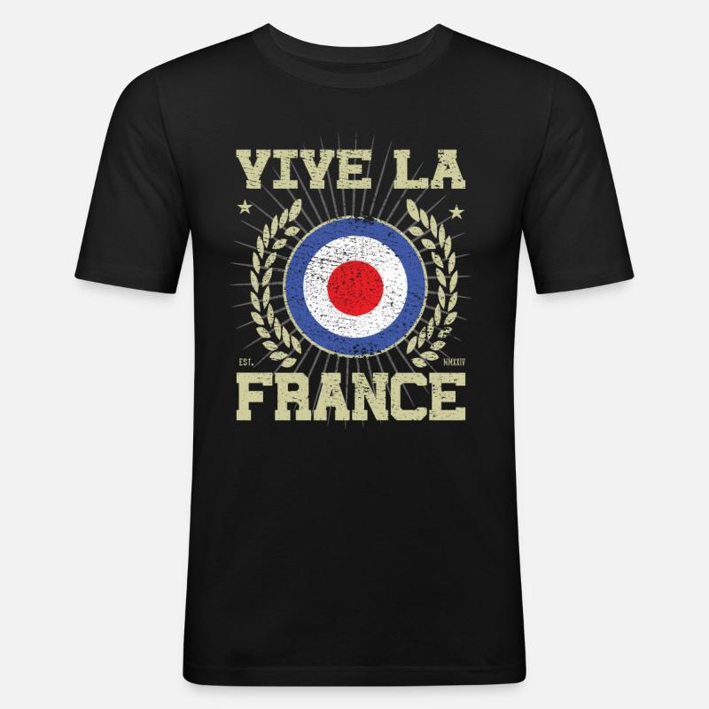 Cooles Frankreich Design - Männer Slim Fit T-Shirt - Schwarz