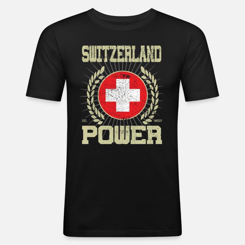 Cooles Schweiz Design - Männer Slim Fit T-Shirt - Schwarz