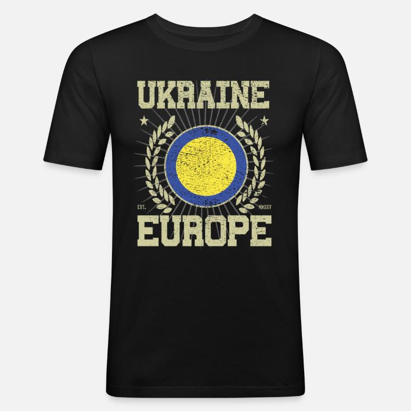 Cooles Ukraine Design - Männer Slim Fit T-Shirt - Schwarz